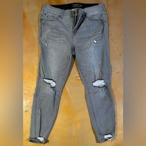 Torrid gray, distressed bombshell skinny jean